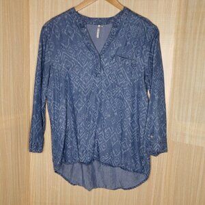 Grand & Greene Aztec Print Tencel High Low Top Medium